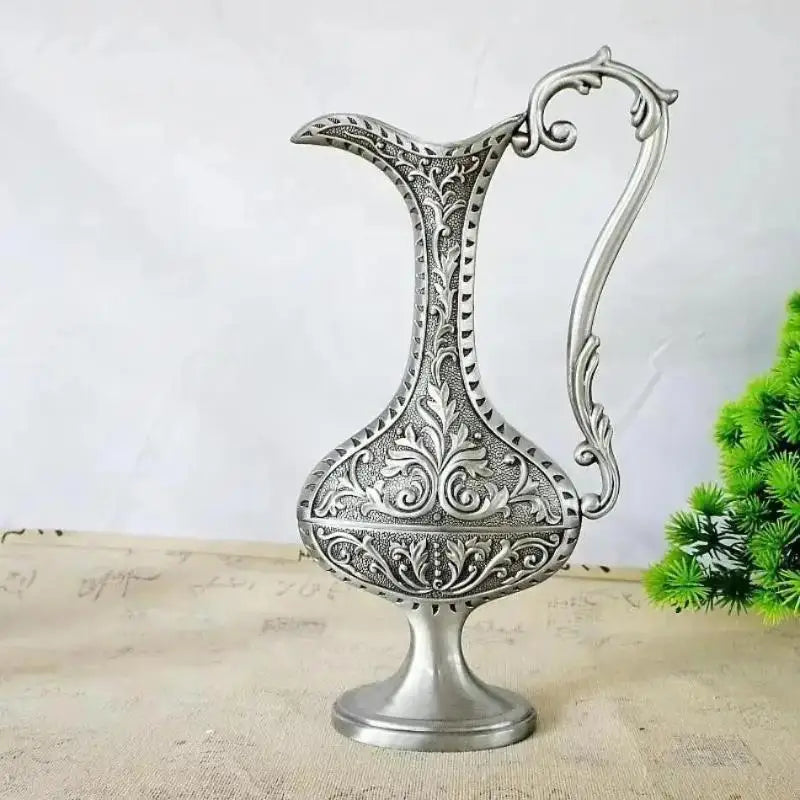 Vintage Metal Crafts Vase European Home Decor Relief Flower Pot Qme