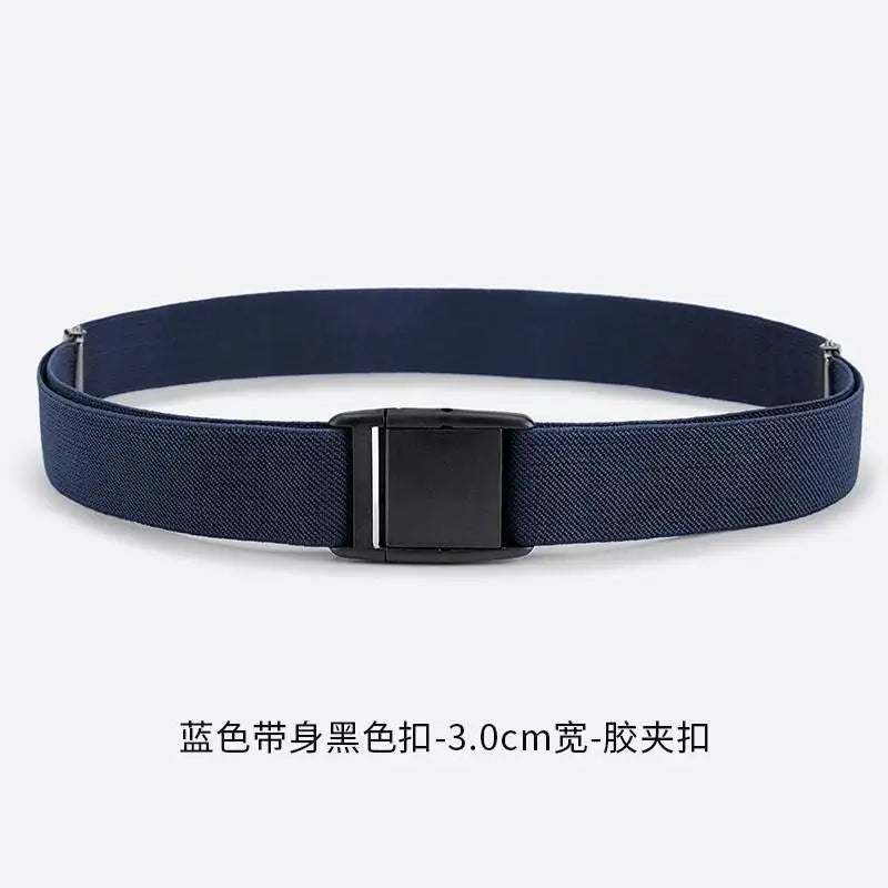 Women's Elastic Waist Belt High-end Stretchy Jeans Lazy Girl Cincher Qme Blue