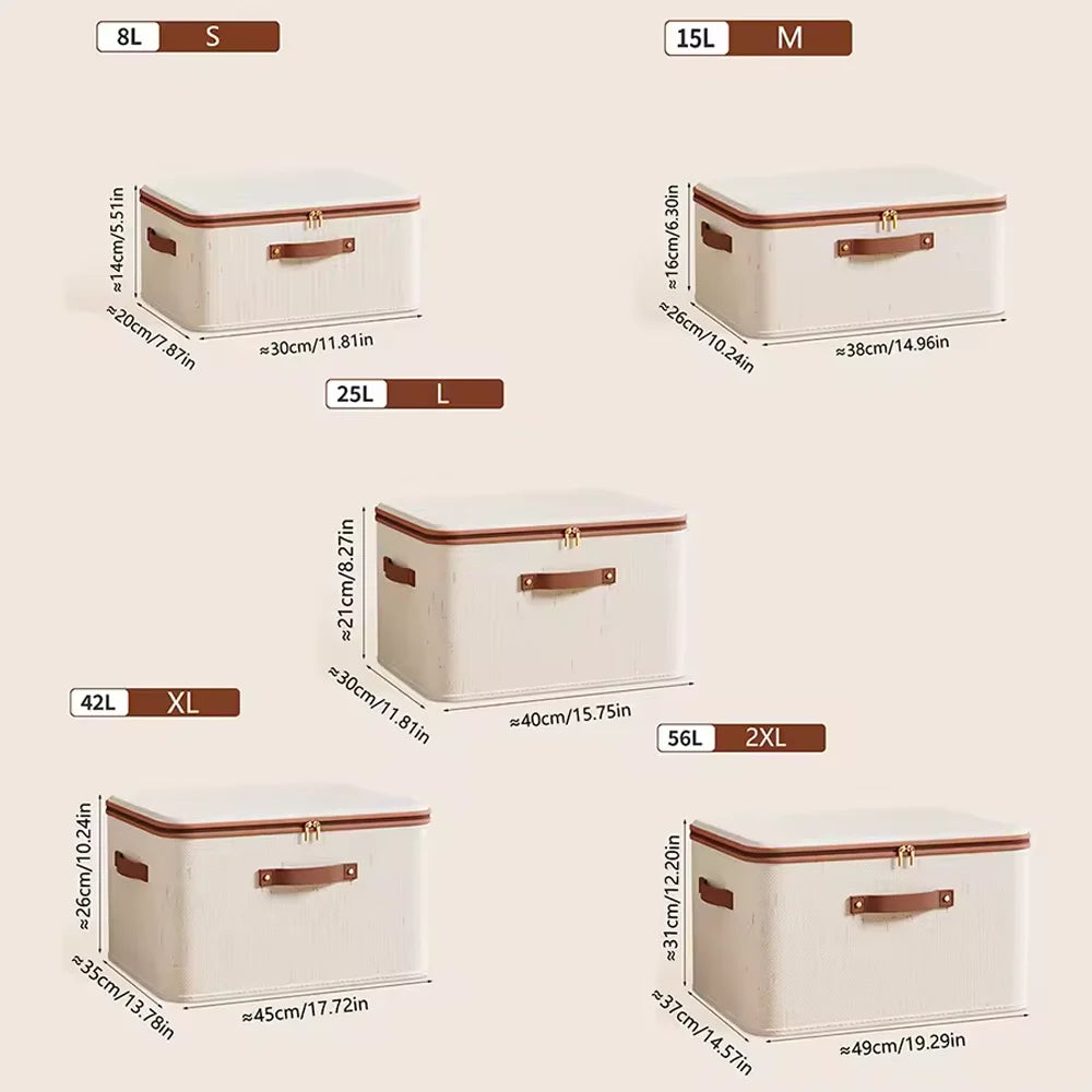 Foldable Storage Box with Lid Large Capacity Dust-Proof Organizer for Clothes & Household Items in Living Room/Wardrobe Qme