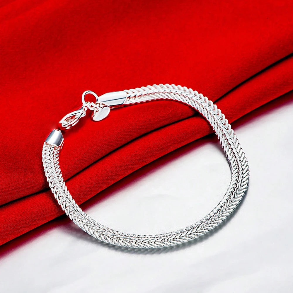 925 Sterling Silver Exquisite 6mm Snake Chain Bracelet for Men and Women, Fashionable and Charming Jewelry Qme