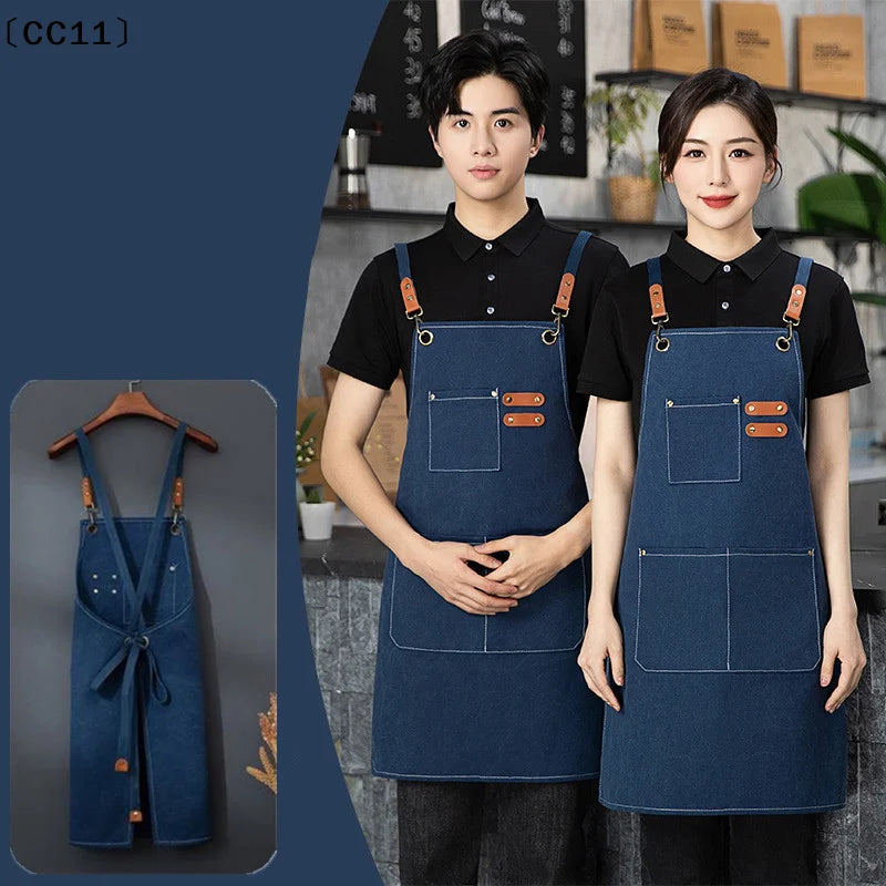 Canvas Apron Oil-proof Can Wipe Hands Kitchen Cooking Men Women Adult Qme