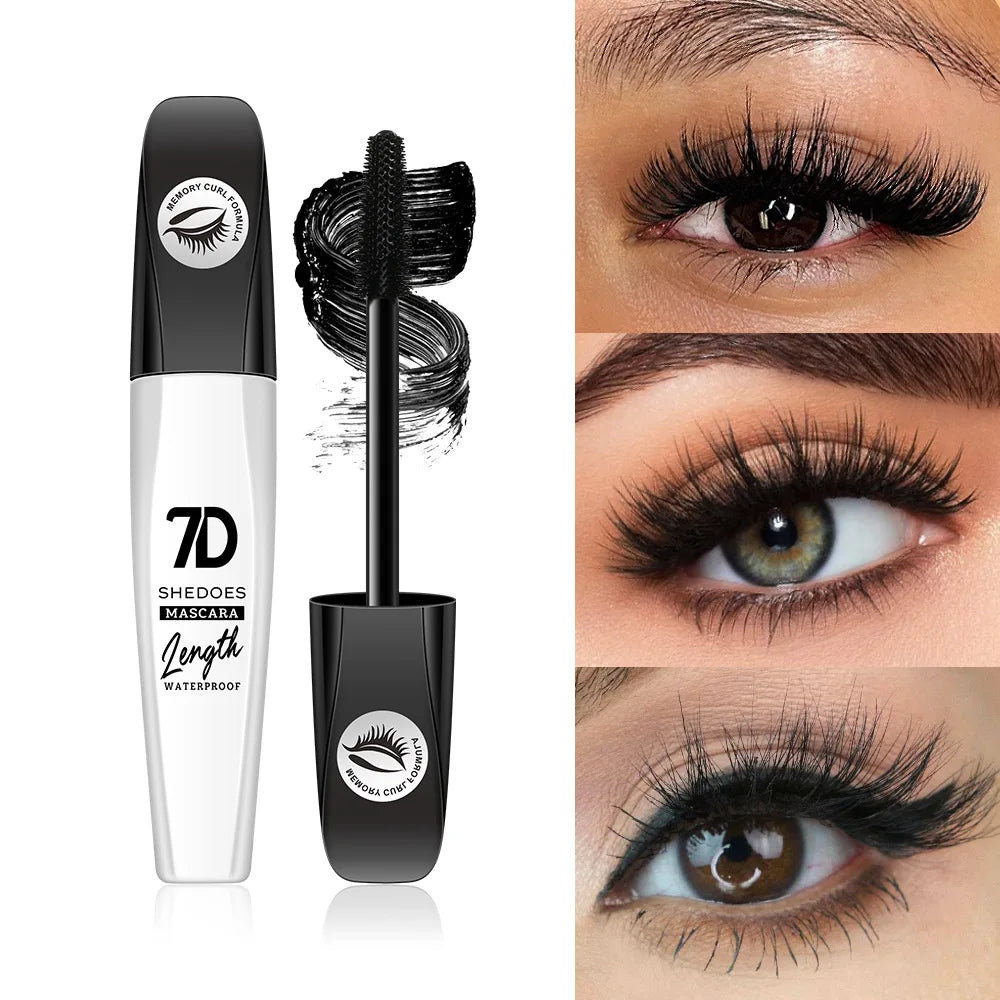 1 2 7D Waterproof Mascara Long Lasting Smudge-proof Non-flaking Qme