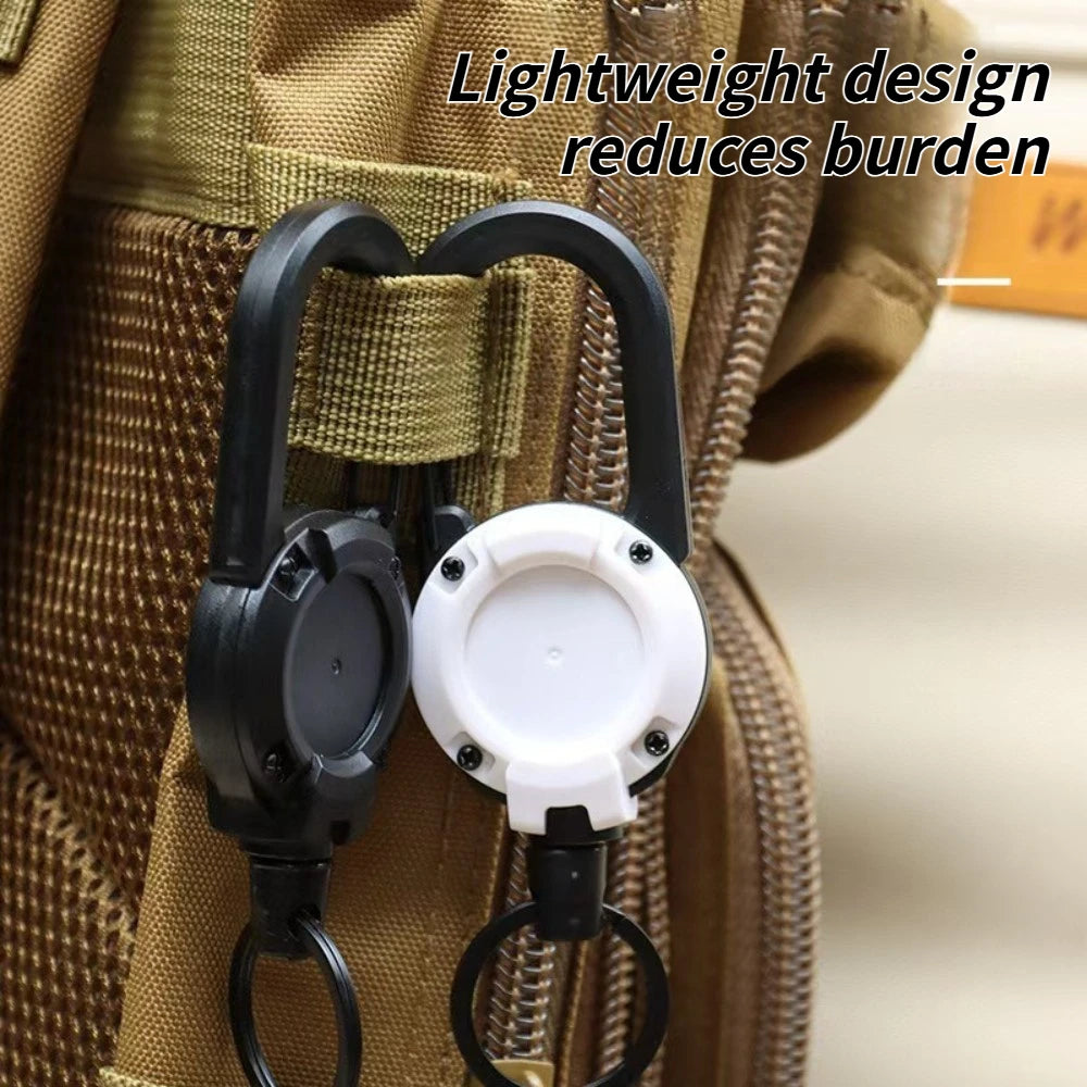 Retractable Steel Wire Key Reel Carabiner Buckle Heavy Duty Spring Key Ring Portable Key Tool For Outdoor Sports Use Qme