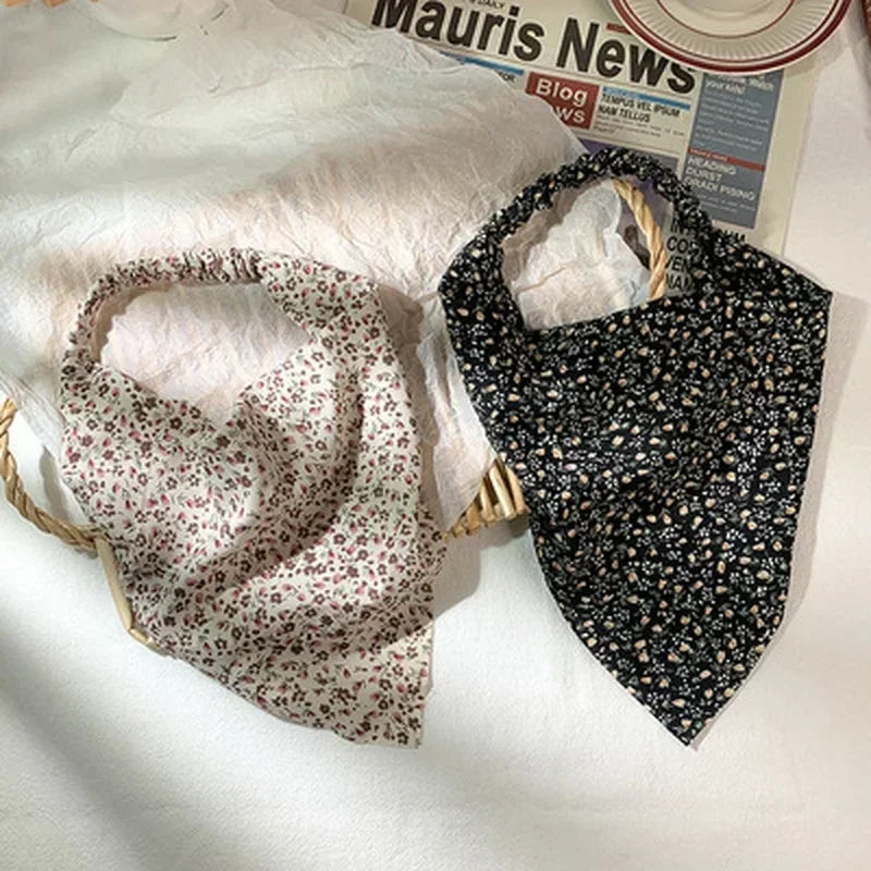 Floral Kerchief Headwear Wrist Head Wrap Scarf Triangular Headscarf Qme