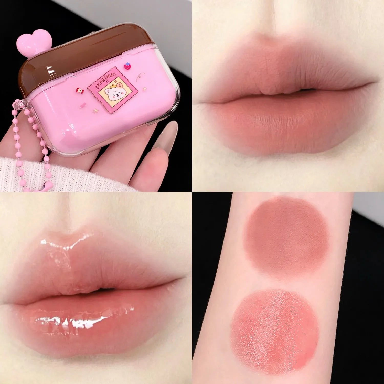 SHAQINUO Water Gloss Velvet Matte Lip Glaze Combination Two-pack Qme S9150-2