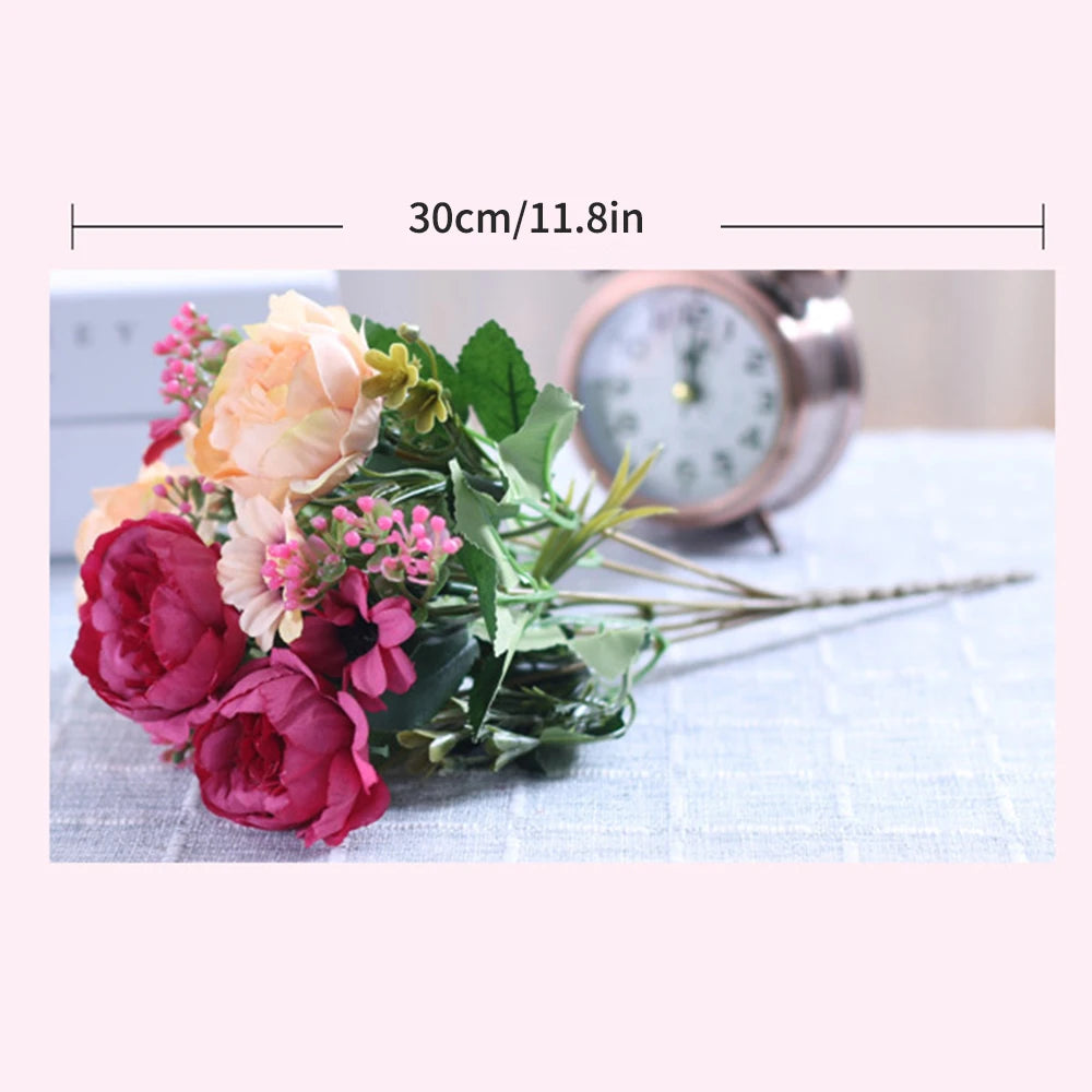 Peony Flowers Silk Artificial Bouquet Babybreaths Accessories Fake Daisy Flowers Wedding Home Decor Room Decoration Party Qme