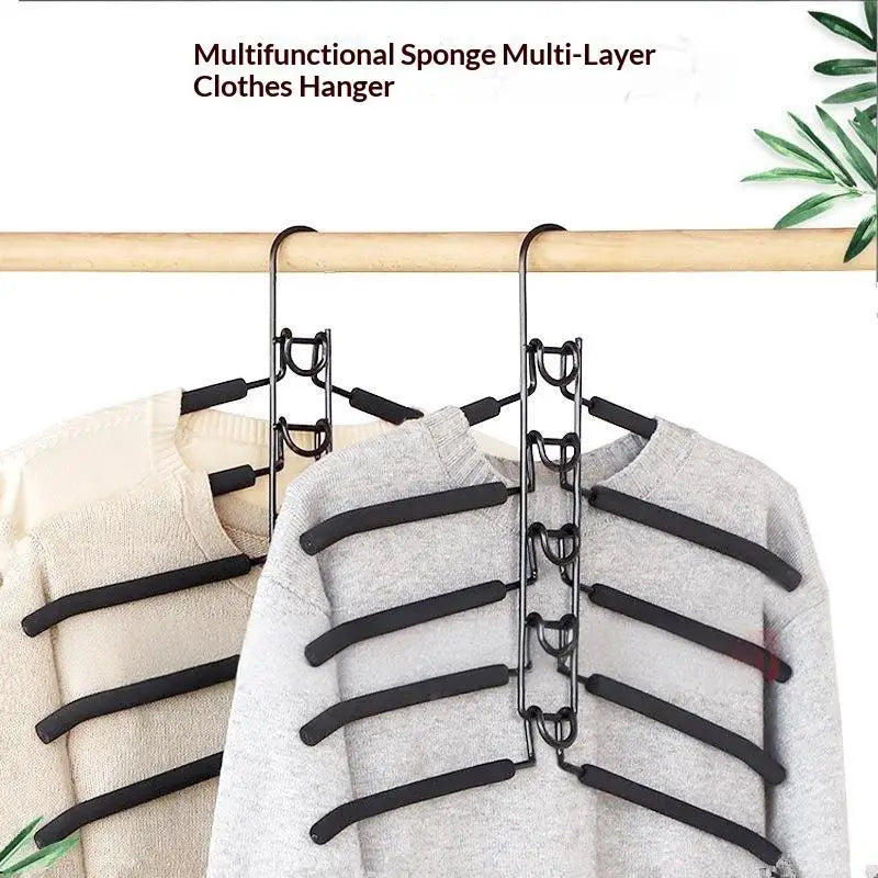 ^Multi-Tier Hanging Closet Hanger With Hooks Space-Saving Organizer For Closet Coats Shirts Dresses Jackets Hanging Storage Qme