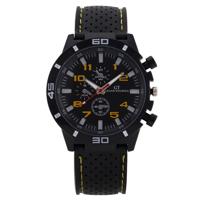 Foreign trade sports three eye silicone strap men's watch men's watch men's watch quartz Qme Yellow