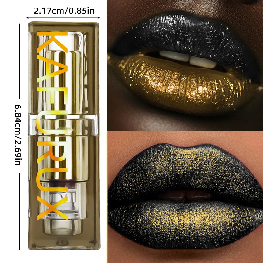 Two-tone Glitter Lipstick Non-stick Cup Matte Black&yellow Lip Eye Qme