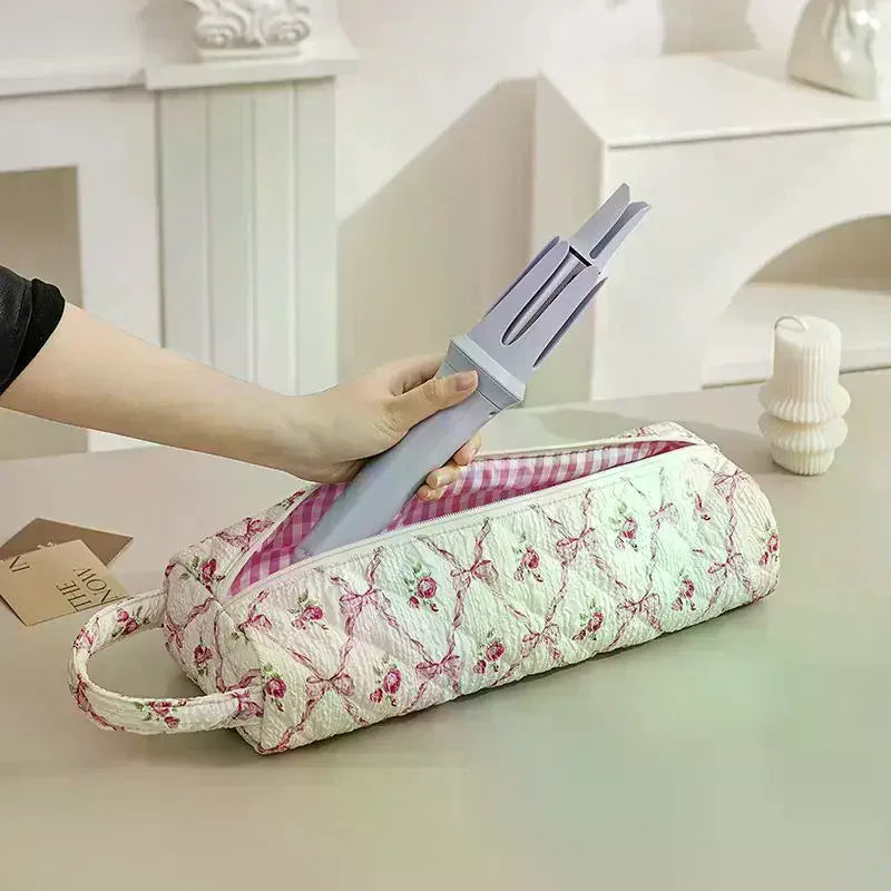 Hair Dryer Storage Bag Quilting Large Capacity Dustproof Curler Storage Bag With Handle Portable Carrying Case For Travel Qme