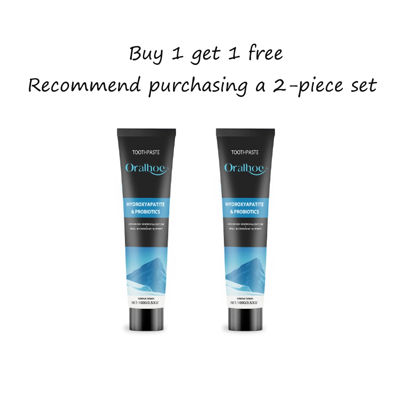 Oralhoe Hydroxyapatite Toothpaste for Sensitive Gums Teeth Stain Remover Fresh Breath Oral Care Products Probiotic Toothpaste Qme 100g x2
