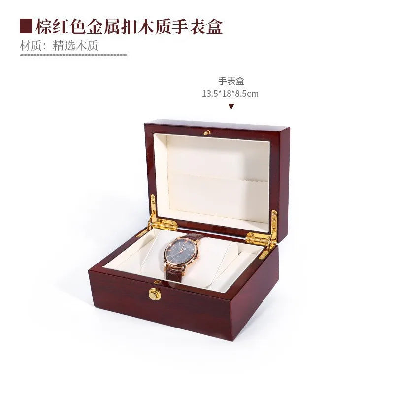 High End Wooden Box Packaging Gift Wooden Box Flip-top Watch Box Jewelry & Watch Packaging Box Solid Wood Watch Storage Box Qme I