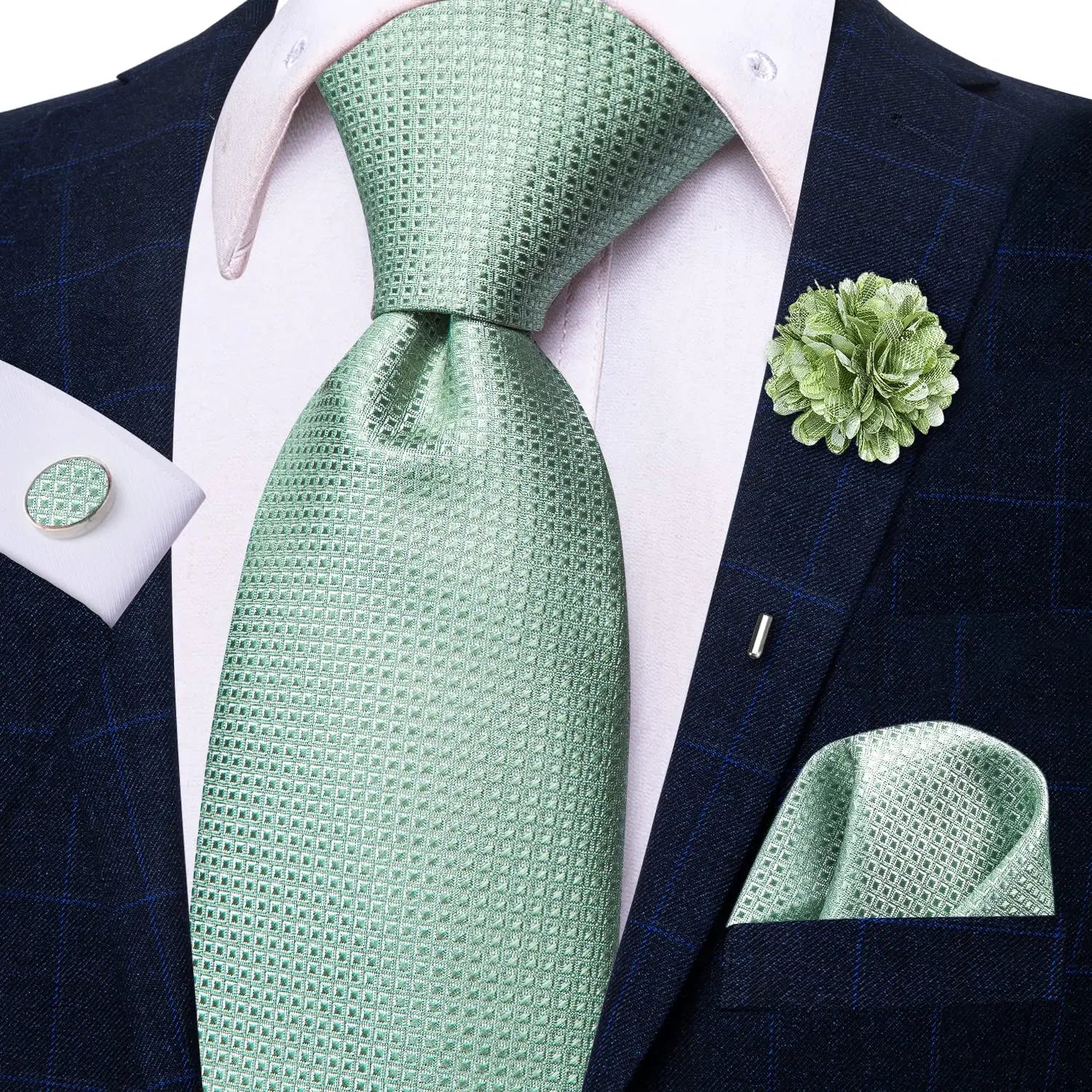 25 Colors Neck Ties Men Luxury Wide Silk Wedding Tie Pocket Square Qme N-3784-XH-027