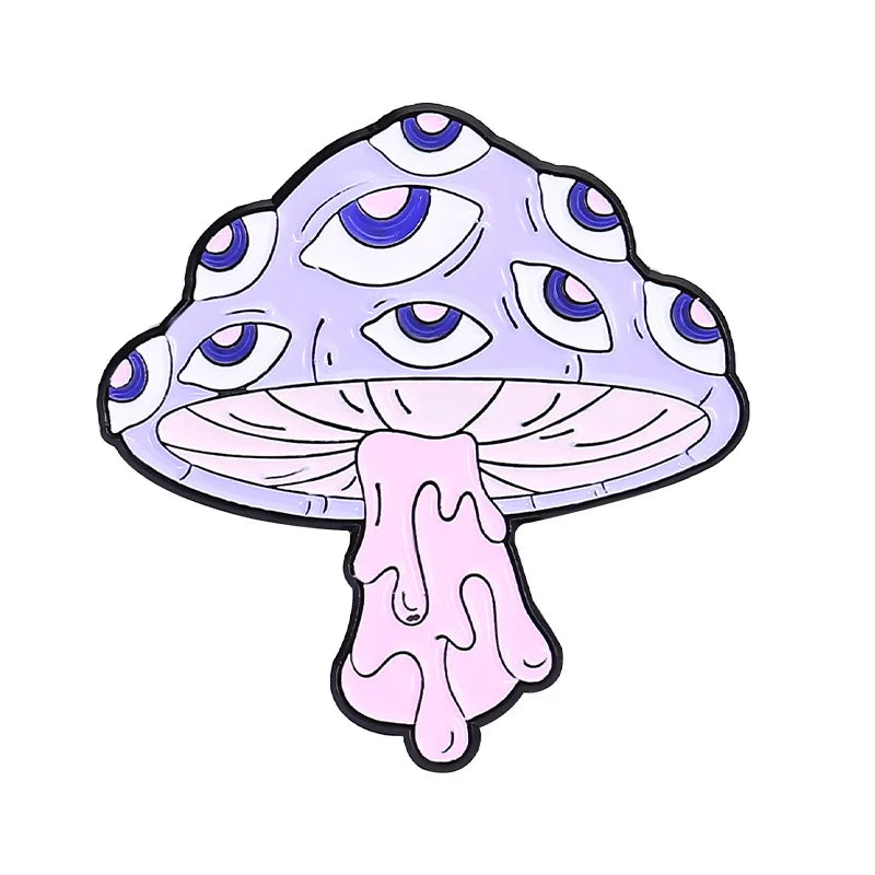 Purple Skeleton Enamel Pin Punk Butterfly Flower Intensive Eyes Gothic Strawberry Mushroom Halloween Lapel Badge Friends Jewelry Qme style 4