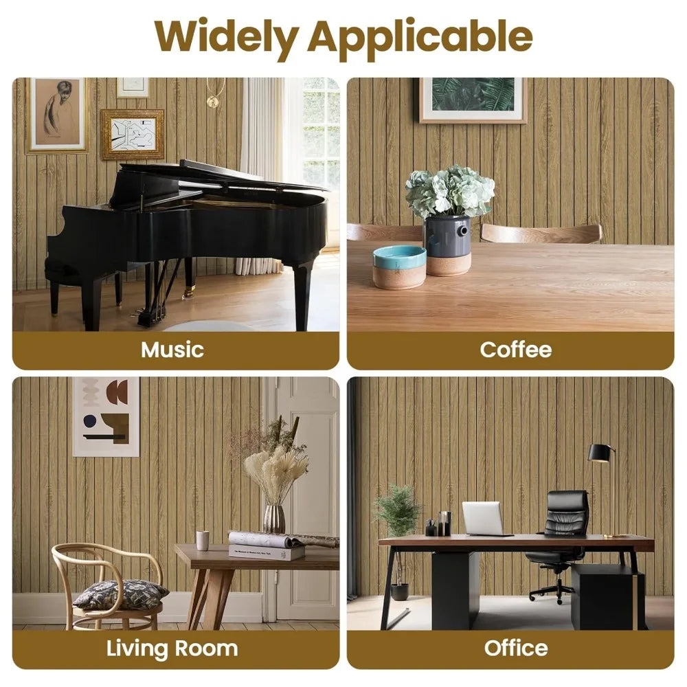1 Roll Self-Adhesive Wood Grain Wall Panel Waterproof Background Wall Grille Sticker Suitable for Ceiling Living Room Decoration Qme