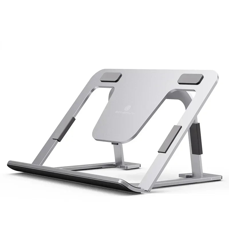 Aluminum Cooling Bracket for Laptop and Tablet Stands, Adjustable Non - slip Hollow Out Desktop Laptop Holder, Load 10kg Qme Silver