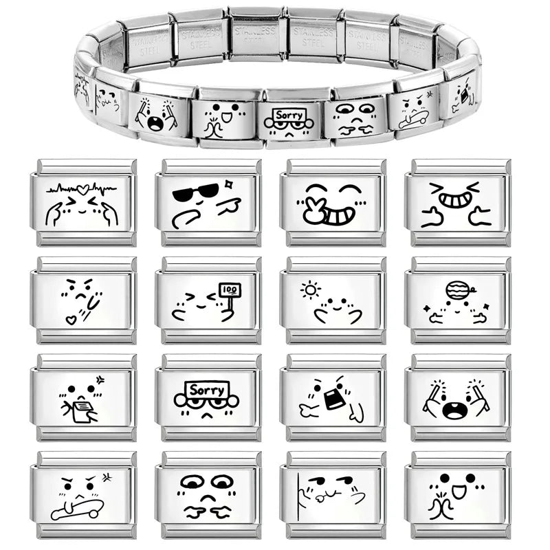 2026 Design Planet Stars Heart Planet Laser Engraving Italian Charm Links Stainless Steel Fit 9mm Bracelet Jewelry DIY Making Qme