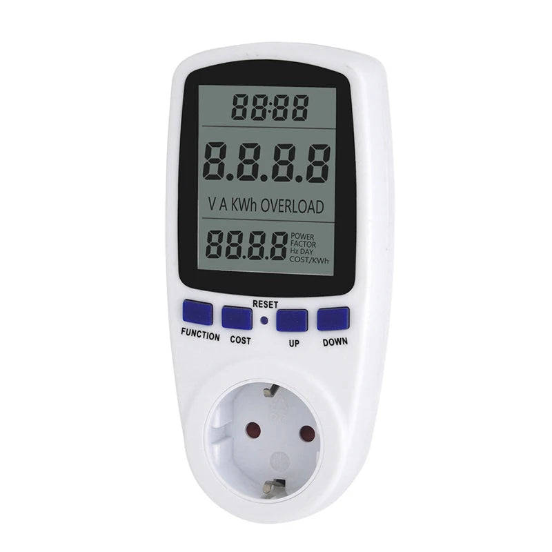EU Plug Digital Voltage Wattmeter Power Meter Consumption Watt Energy Qme