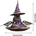 Meditating Garden Bird Feeder Purple Resin Hat Design Rope Hanger X Qme Purple