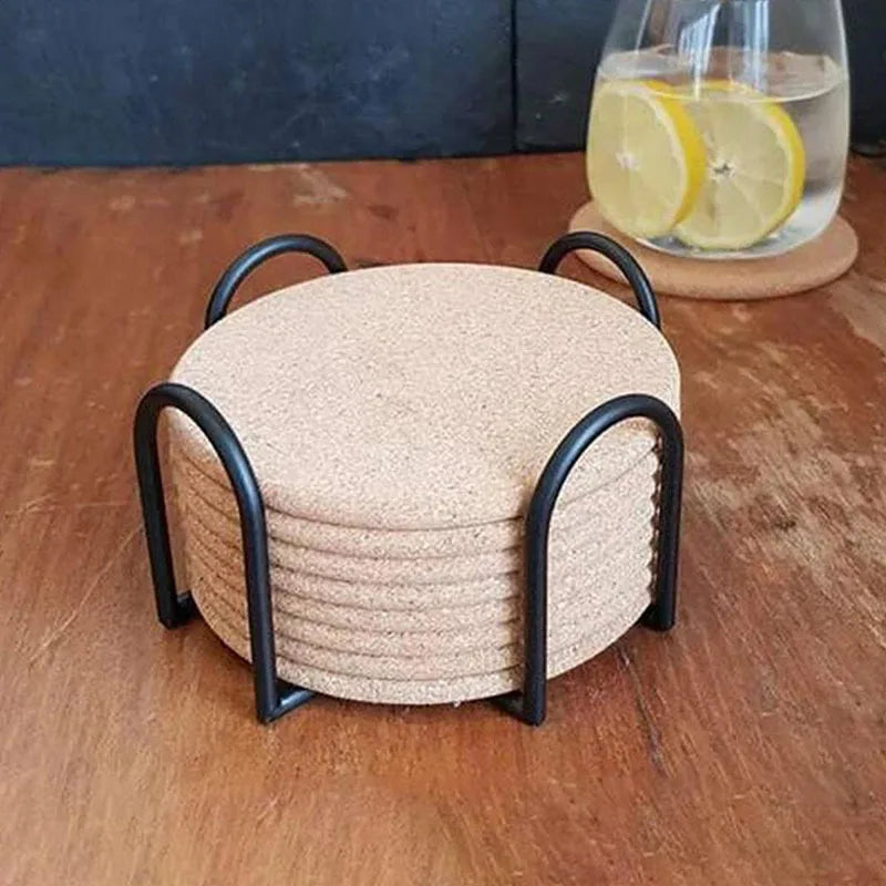 Tabletop Cup Mat Organizer Practical Cork Ceramic Stand Household Qme