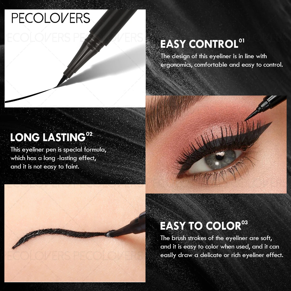 Pigmented Rendering Liquid Eyeliner Long-lasting Waterproof Qme