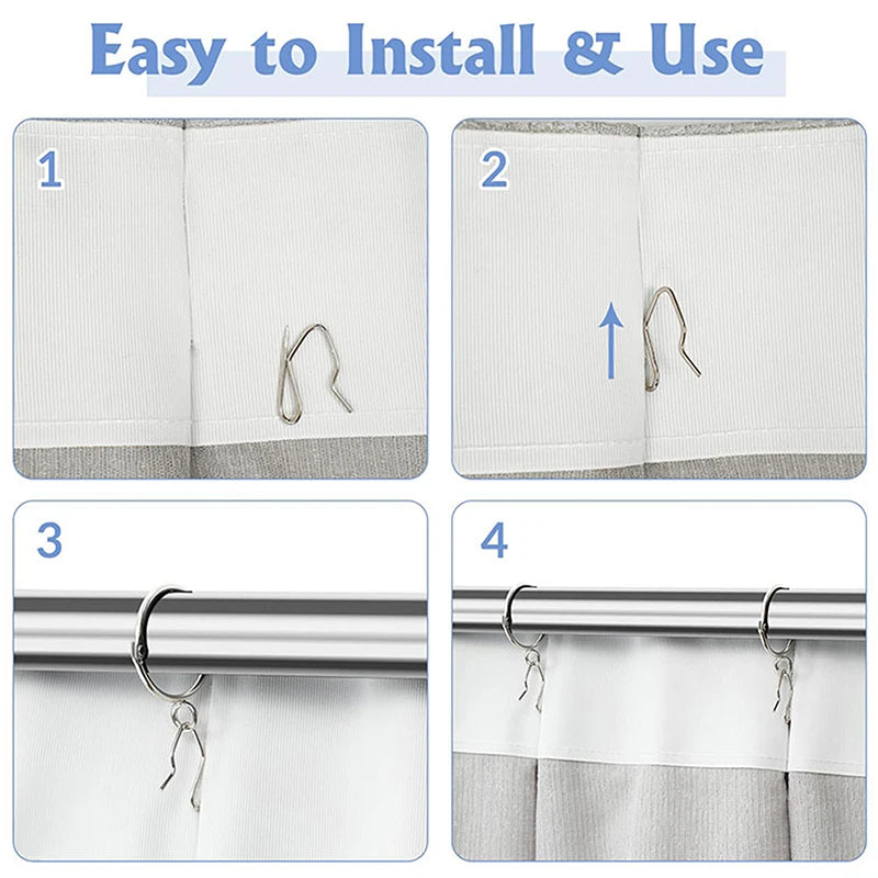 Drapery Pin-hook Package, 50/100 Count in Stainless Steel, for all Types of Curtains Qme