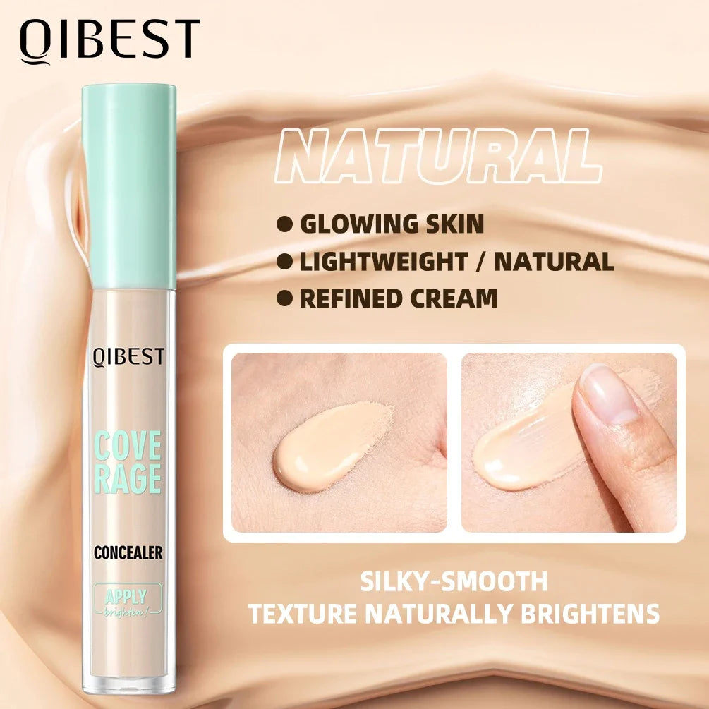 QIBEST 3D Full Coverage Concealer Long Lasting Liquid Concealer For Dark Circles Natural Finish Seamless Blend Under Eye Makeup Qme