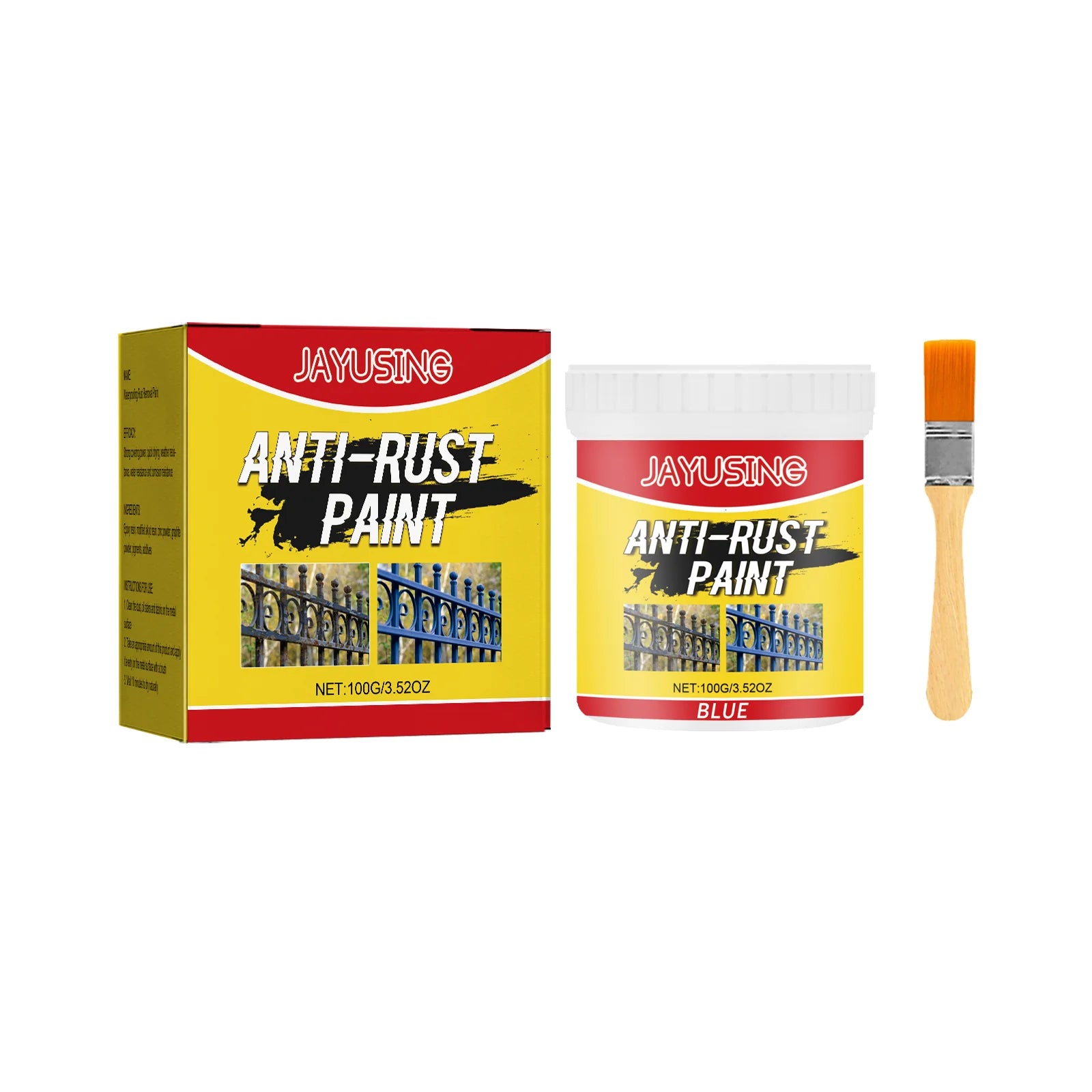 Rust Remover Paint Metal Rust Converter Water Based Metal Renovation Primer Anti Rust Protection Paste Car Rust Conversion Agent Qme 100g blue Boxed