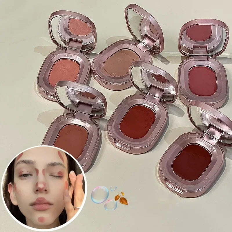 Velvet Cream Multi-Use Palette Low Saturation Contour Blush & Lip Tint Natural Matte Finish for Autumn Winter Nude Makeup Qme
