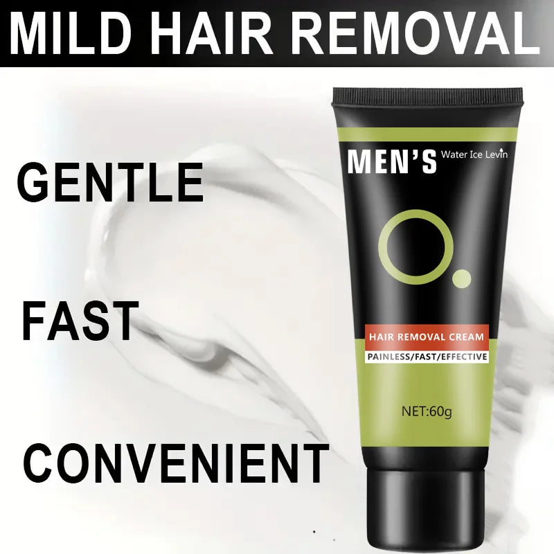 Hair Removal Cream - Gentle and Effective, Suitable for Chest, Arms, Beard, and Underarms, No Need for Rinsing, 60g Qme