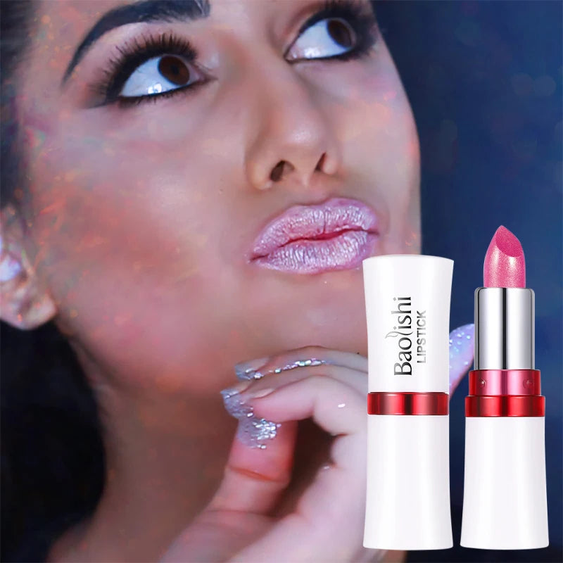Shiny Pearlescent Lip Makeup Waterproof Last Flash Lipstick Qme