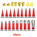 Stainless Steel Glue Gun Caulk Nozzle Applicator Suit with Base for Bathroom Kitchen Doors and Windows Gap Sealing Spray Nozzle Qme 26pcs