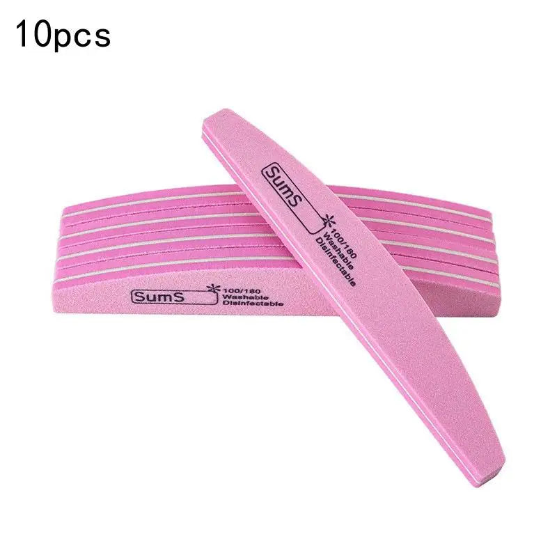 2 5 Professional Double-sided Nail File Block Colorful Sponge Polish Qme 10pcs Pink
