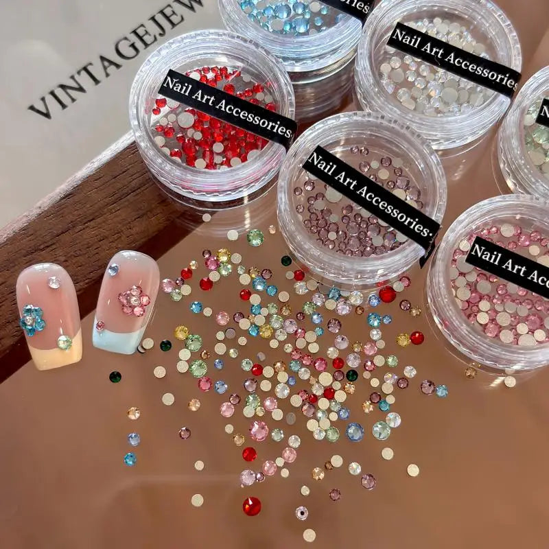 Glitter Glass Crystal Rhinestones Clear Flat Back Personalized Nail Qme