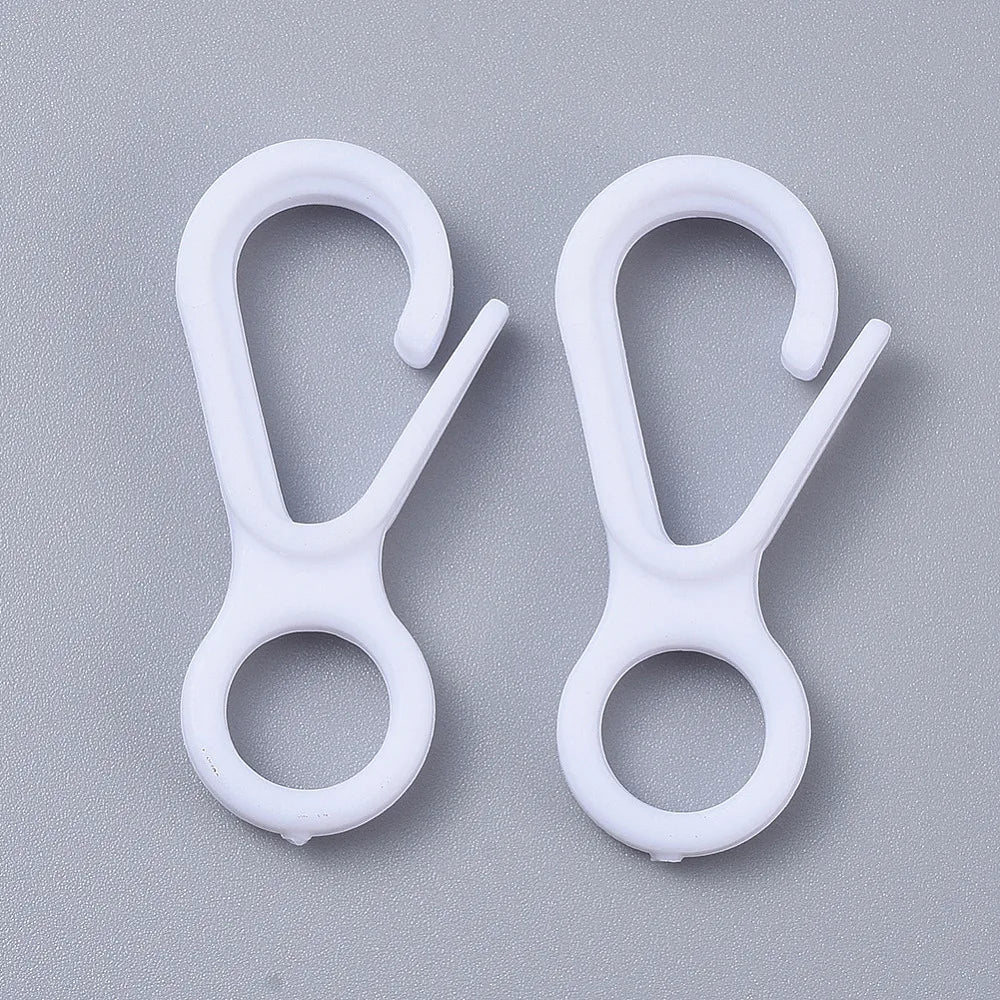 PandaHall 50/500Pcs Plastic Lobster CLaw Clasp Hook Trigger Clip Buckles For Keychain Key Ring Bracelet DIY Jewelry Making Qme White 500Pcs