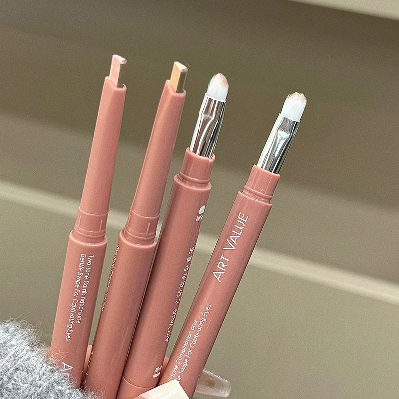 ART VALUE Two-tone Paste Lying Silkworm Pen Under Eye Liner Brighten Shadow Pencil Makeup Nude Pink Beige Eyeliner Contouring Qme
