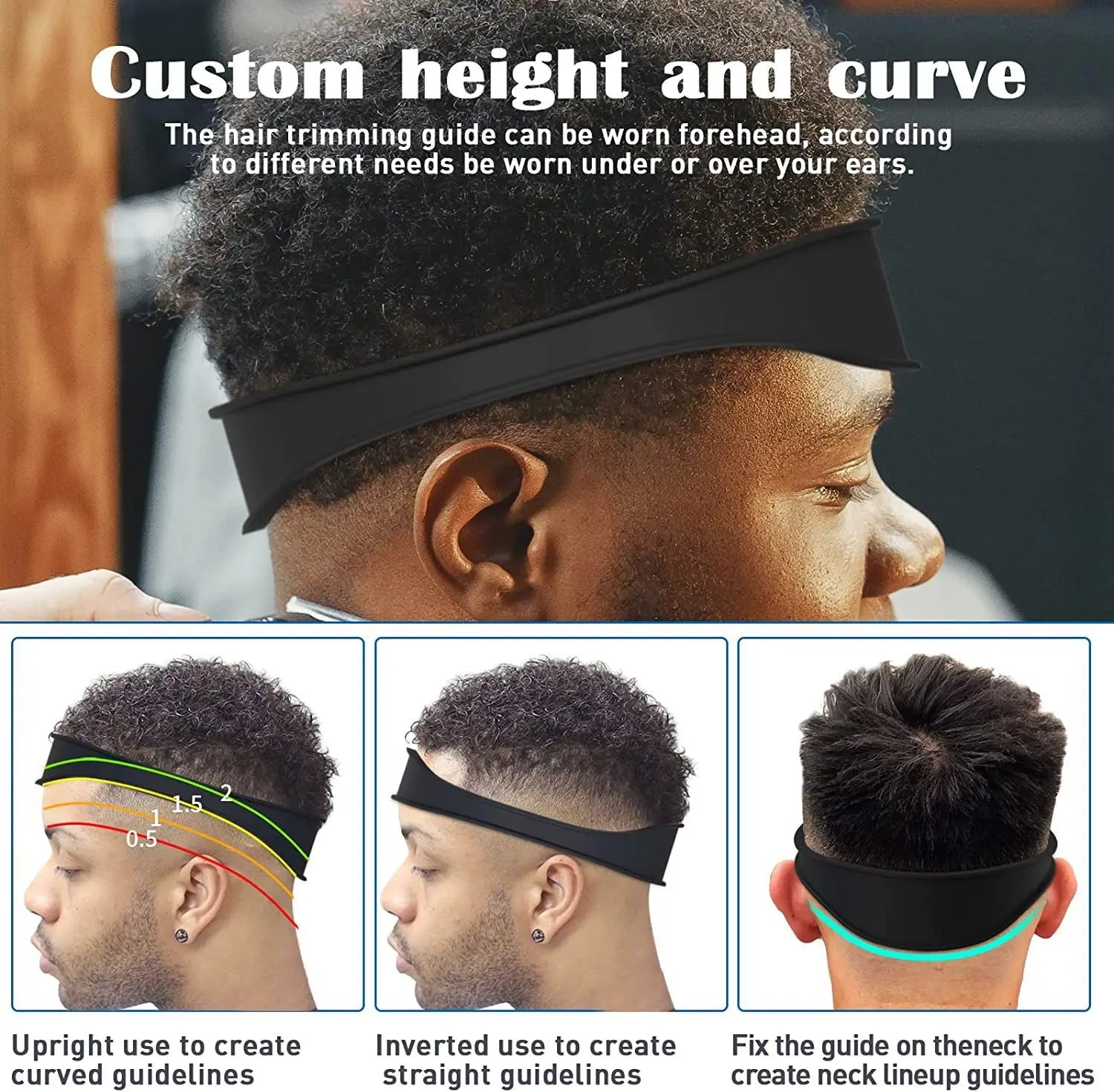 DIY Men Hair Trimming Ruler Curved Headband Styler Barber Comb Beard Qme