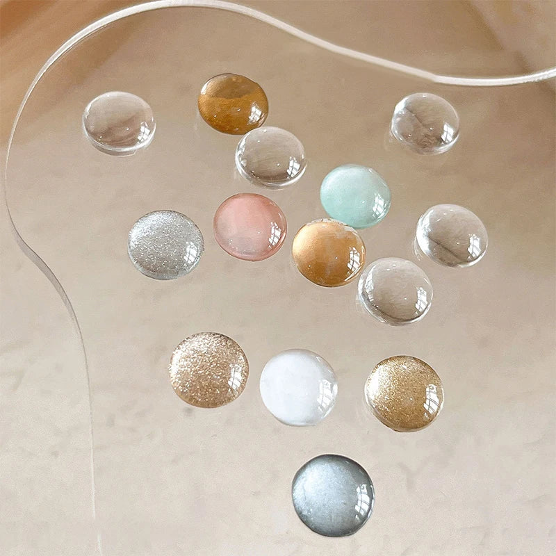 Round Glass Card Clear Nail Art Display Designs Stickers Tips Flat Qme