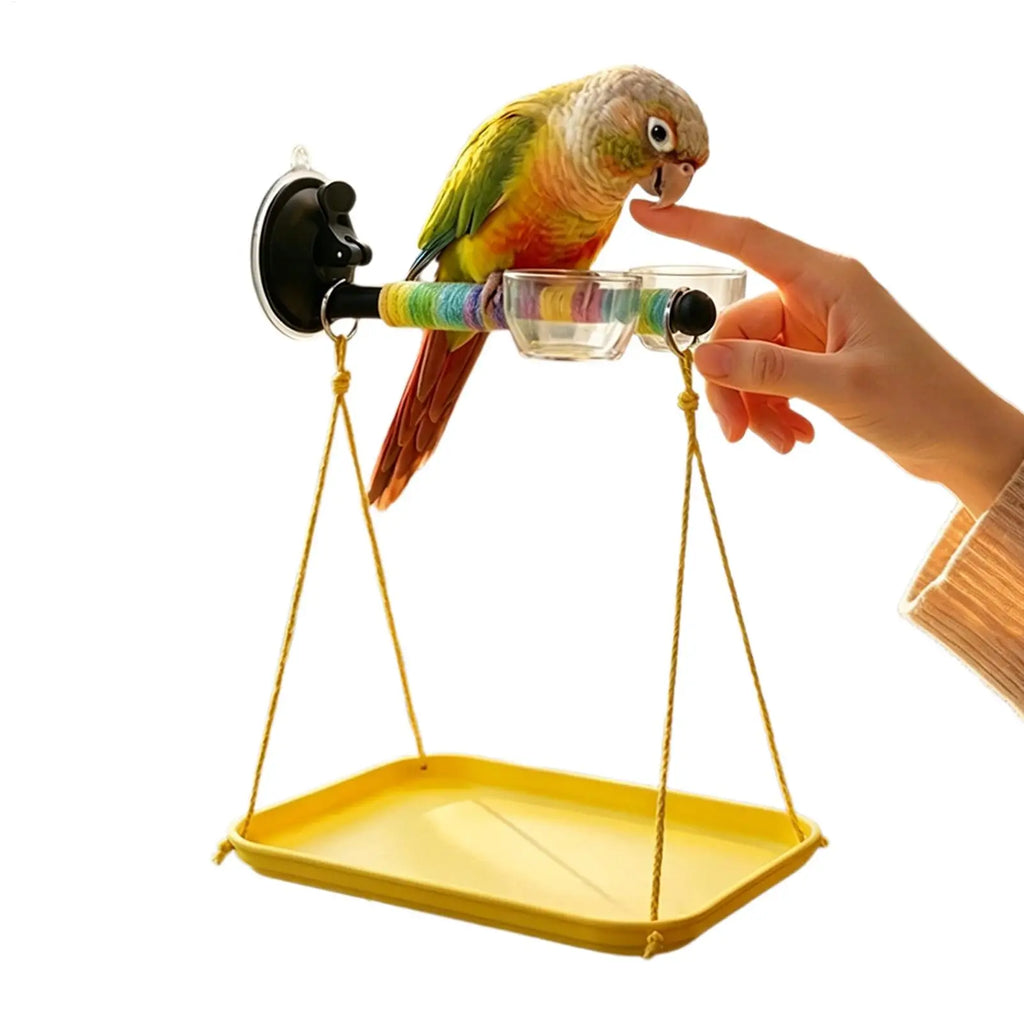 Bird Window Perch Suction Cup Interactive Toy Bird Window And Shower Perch Toy for Parakeet Cockatiel Conure Parrot Lovebirds Qme