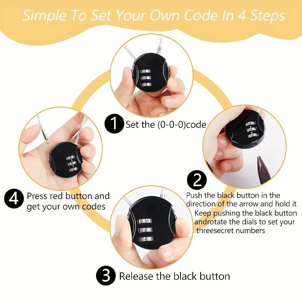 Mini Combination Padlock Resettable Luggage Locks Outdoor Waterproof Padlock Suitcase Gate Pad Lock Combo Gym Locker for Storage Qme