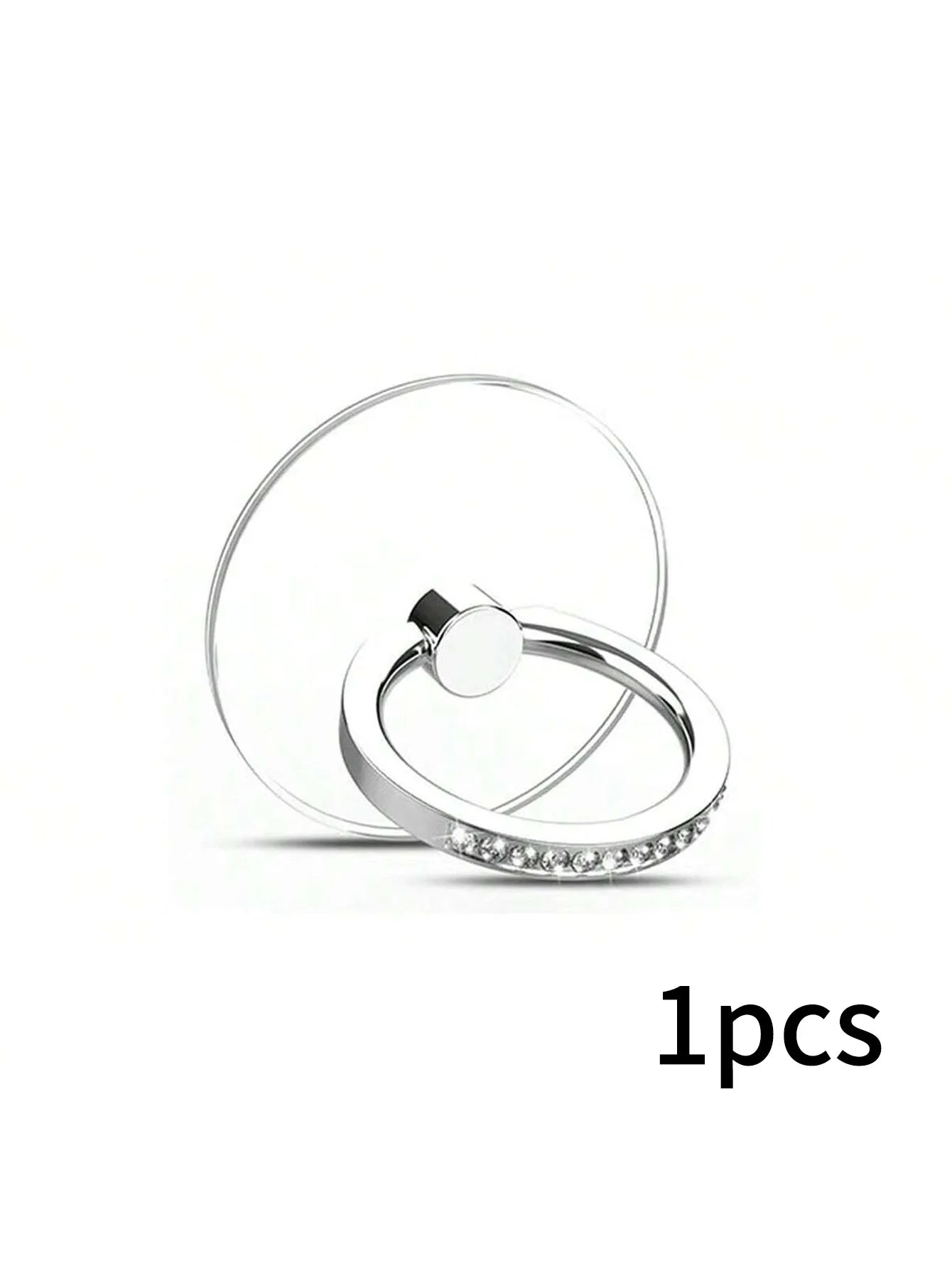 Round Diamond-encrusted Transparent Crystal Decorative Ring Buckle Qme Silver