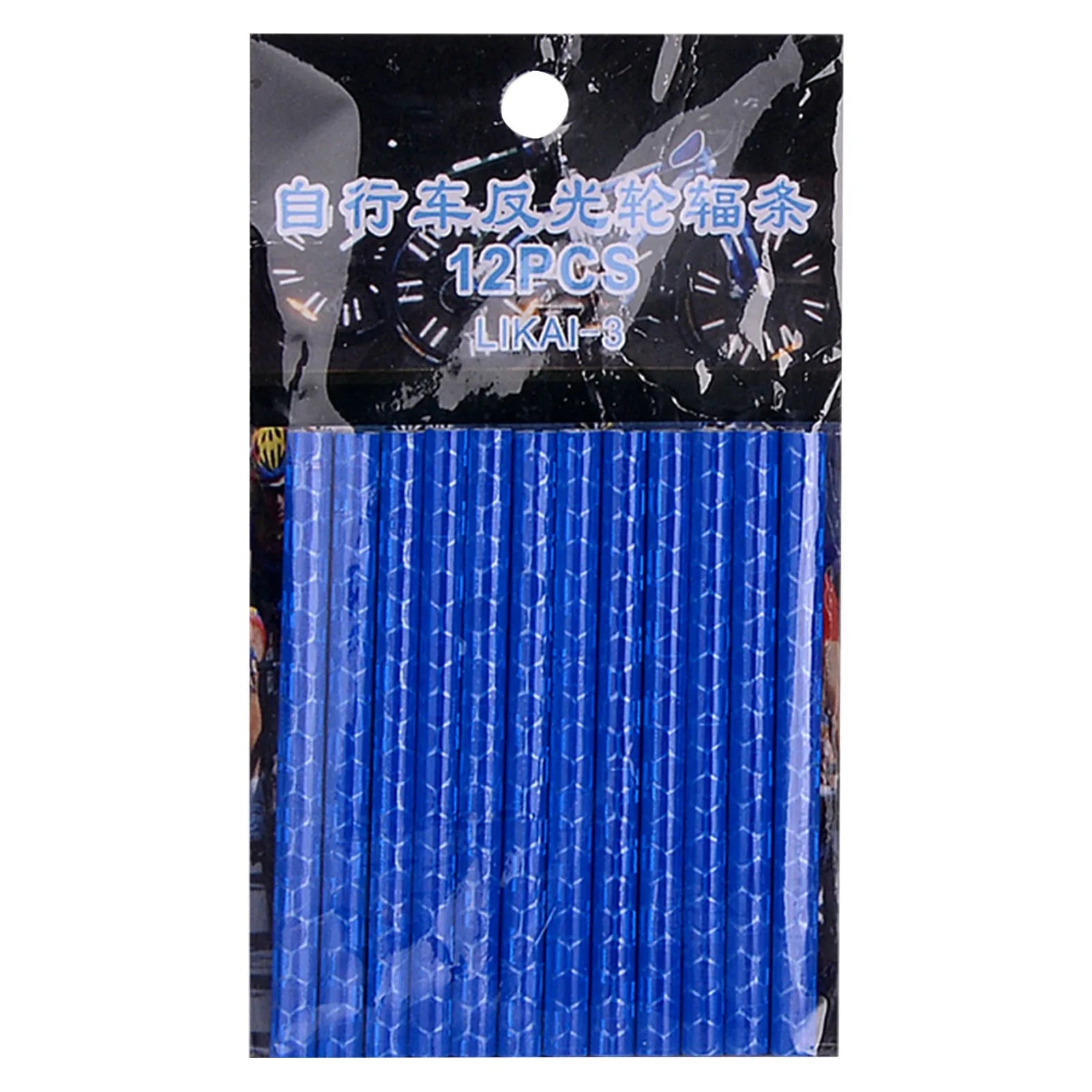 12PCS DIY Cycling Bicycle Wheel Reflective Spoke Colorful Tube Safety Warning Light Bike Accessories Decoration Qme Blue
