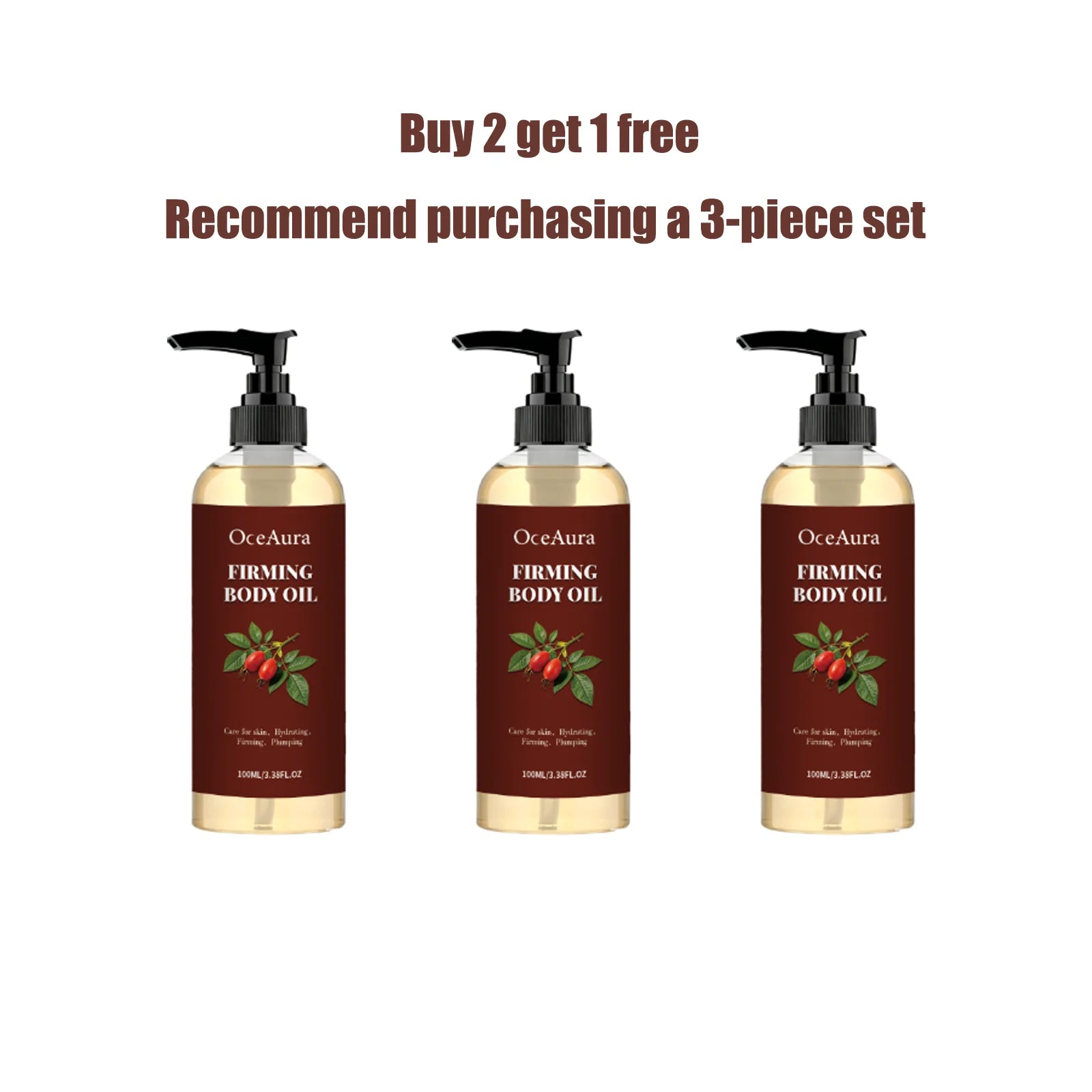 OceAura Firming Body Oil for Neck Chest Thigh Fast Absorbing Hydrating Skin Softener Plumping Anti Sagging Body Skin Care Oil Qme 100mLx3 100ml