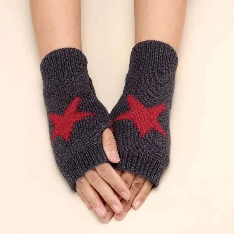 Knitted Half Finger Gloves Women's Warm Soft Winter Mittens for Girl Guantes Y2K Sleeve Girls Lolita Goth Fingerless Gloves Qme A-11 Length -20cm