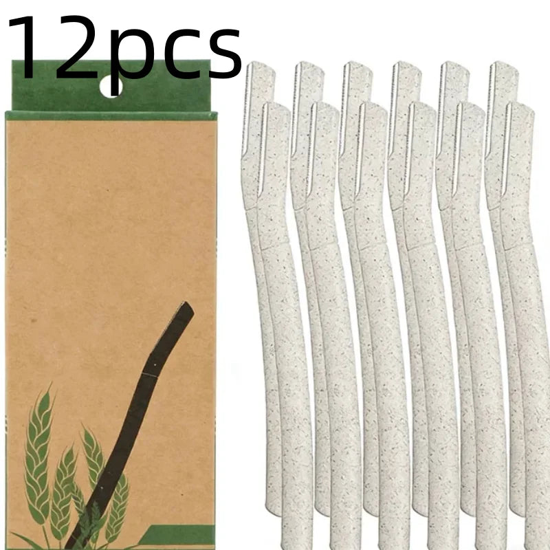1/3/12pcs Wheat Straw Face Eyebrow Razor for Women Facial Dermaplane Razor Biodegradable Dermaplaning Tool Qme 12pcs