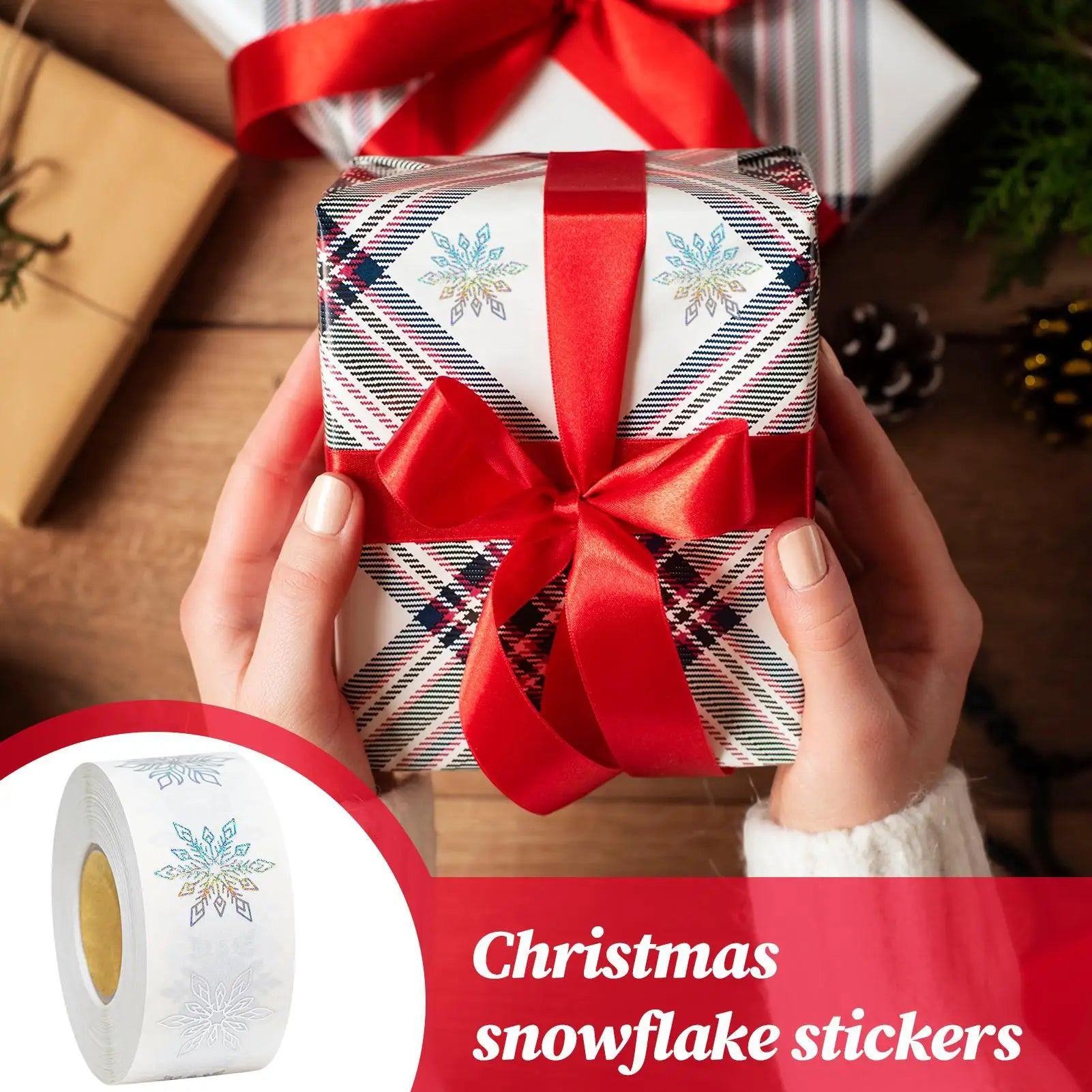Christmas Snowflake Stickers 500 Round Self-adhesive Transparent Qme