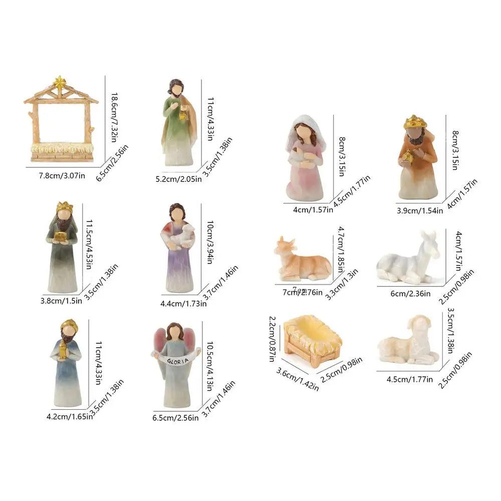 Christmas Nativity Scene Nativity Scene Jesus Statue Table Decor 12 Pieces Manger Statue Christmas Decorations For Home Bedroom Qme Grey China Mainland