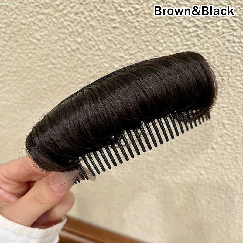 Female Wig Cushion Hair Volumizing Fiber Insert Comb Invisible Fluffy Qme Black Brown