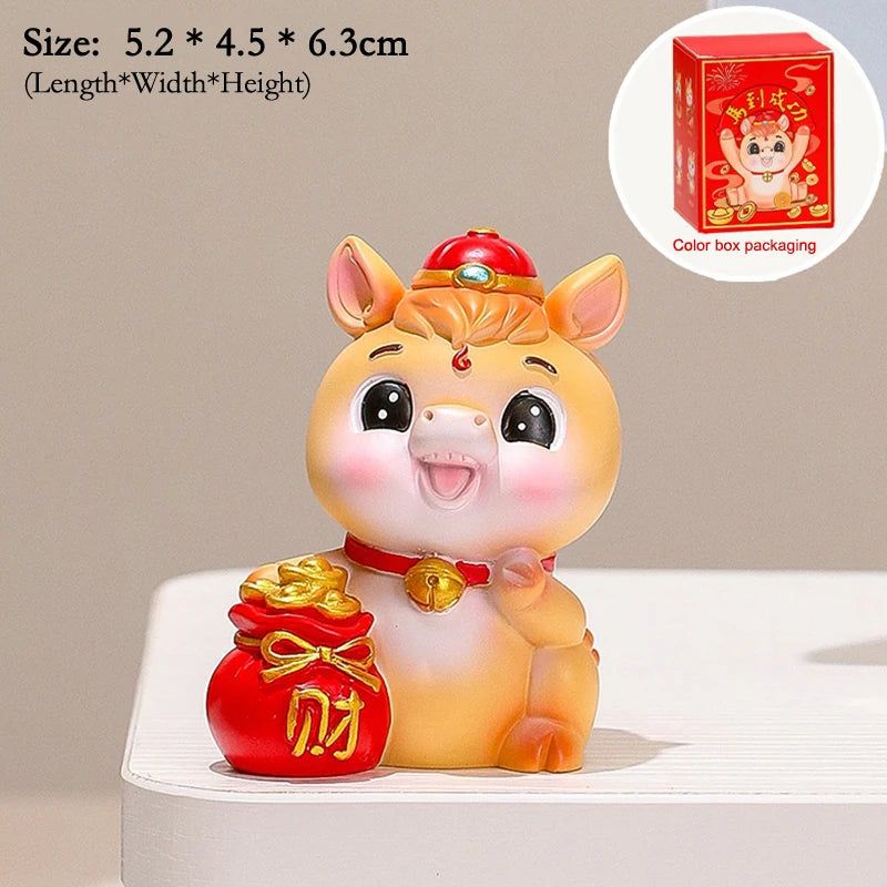 2026 Cute Year Of The Horse Ornament Lucky New Year Horse Toy DIY Desktop Decoration Car Ornament Pony Decor New Year Gift Qme A16