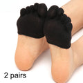 Summer Five Finger Half Palm Socks, Forefoot Pad, Invisible High-Heeled Socks, Non Slip Foot Pads, Split Toe Socks Qme Black 2 pairs One Size